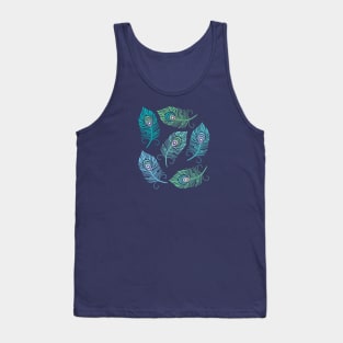 Peacock Feathers Love Hearts Boho Tank Top